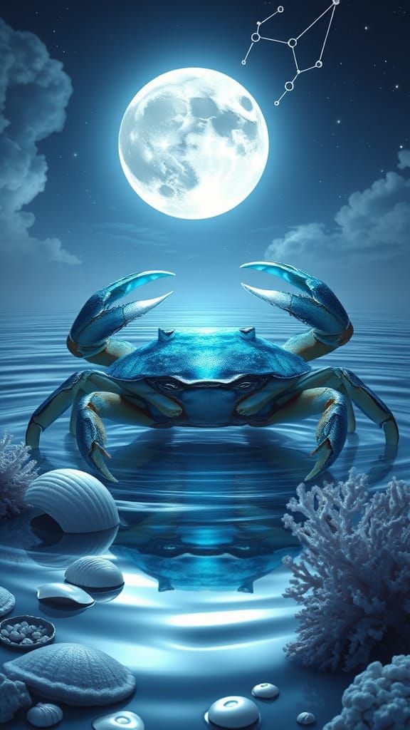 Glowing Lunar Crab in Fantasy-Realism Style