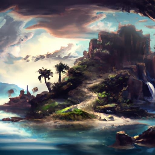 Dramatic Digital Painting of a Mystery Island