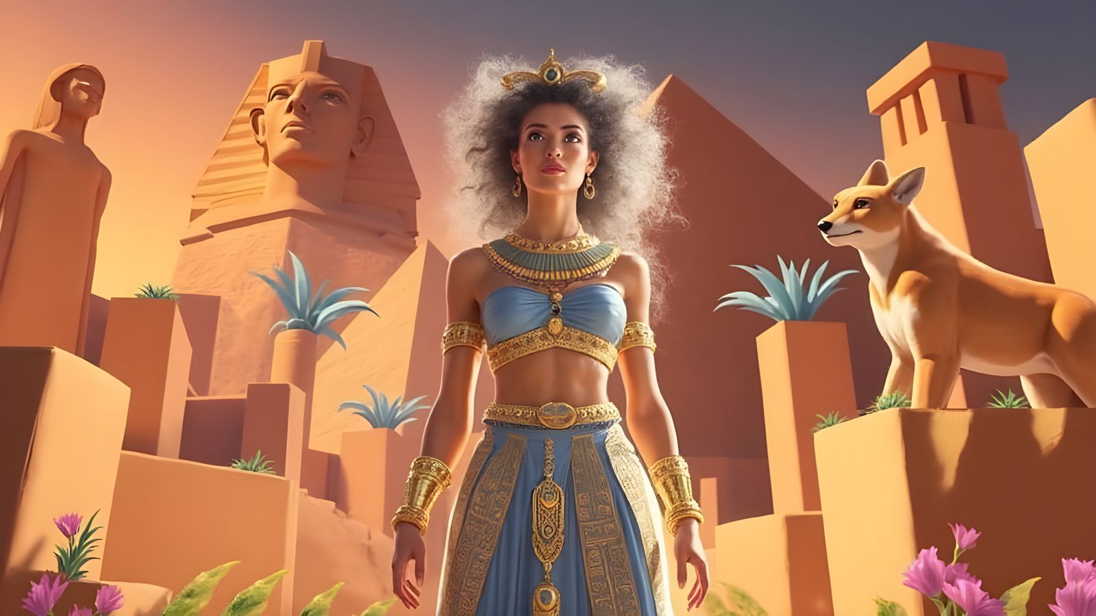Queen of Ancient Egypt Reigns in Golden Light