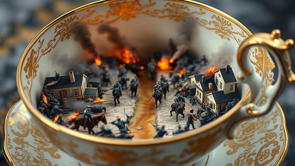 Napoleonic War Scene Inside Porcelain Teacup