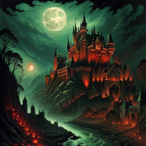 Dracula's Castle: A Horror Landscape Painting