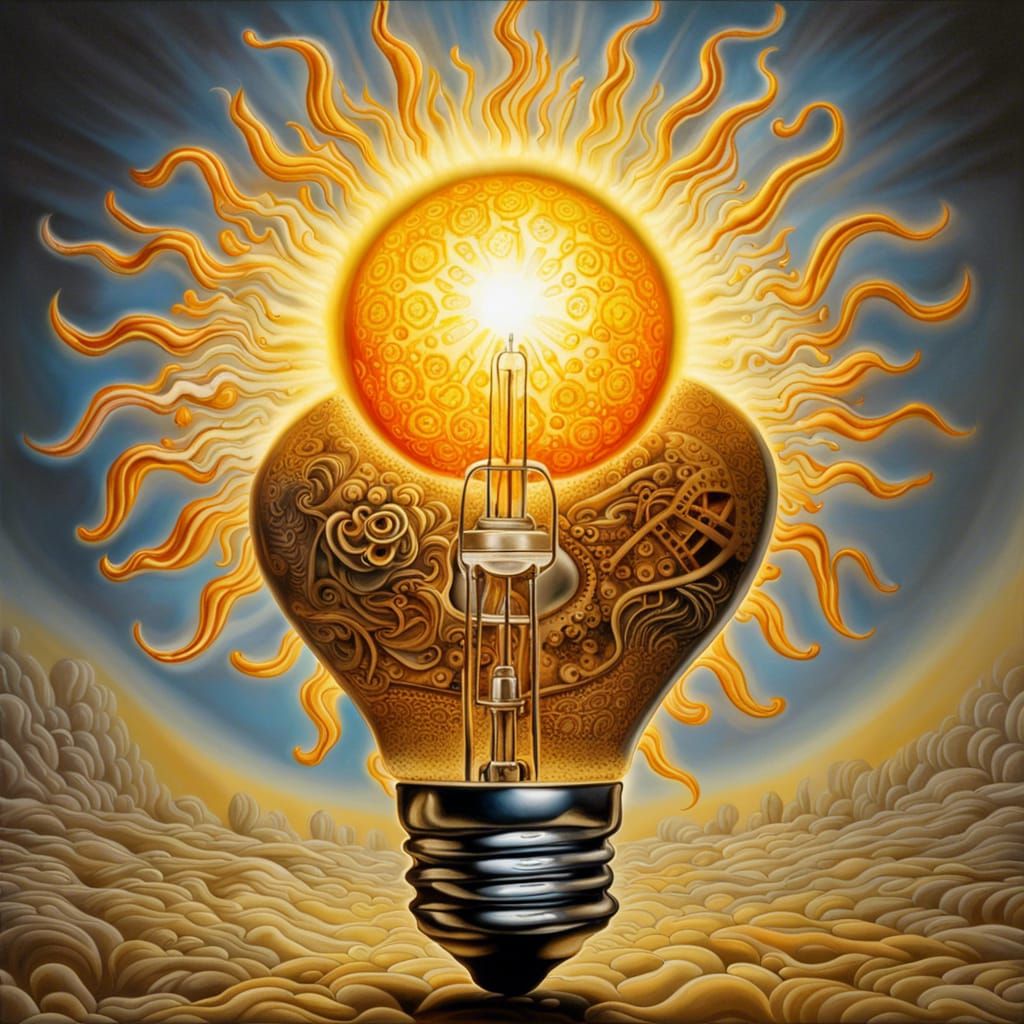 Surreal Lightbulb Sun: Airbrush Art by Tábara, Runyan & Orte...