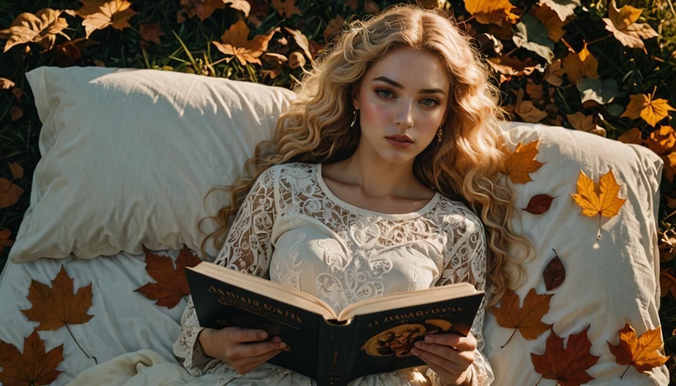 Adonis and Aphrodite Reading in Bed, Detailed Photograph