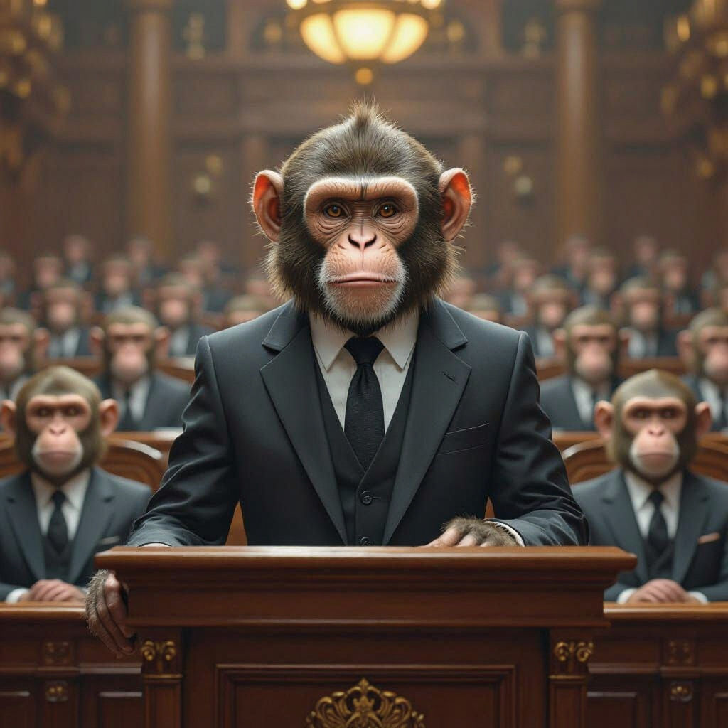 Monkey President Addresses Parliament