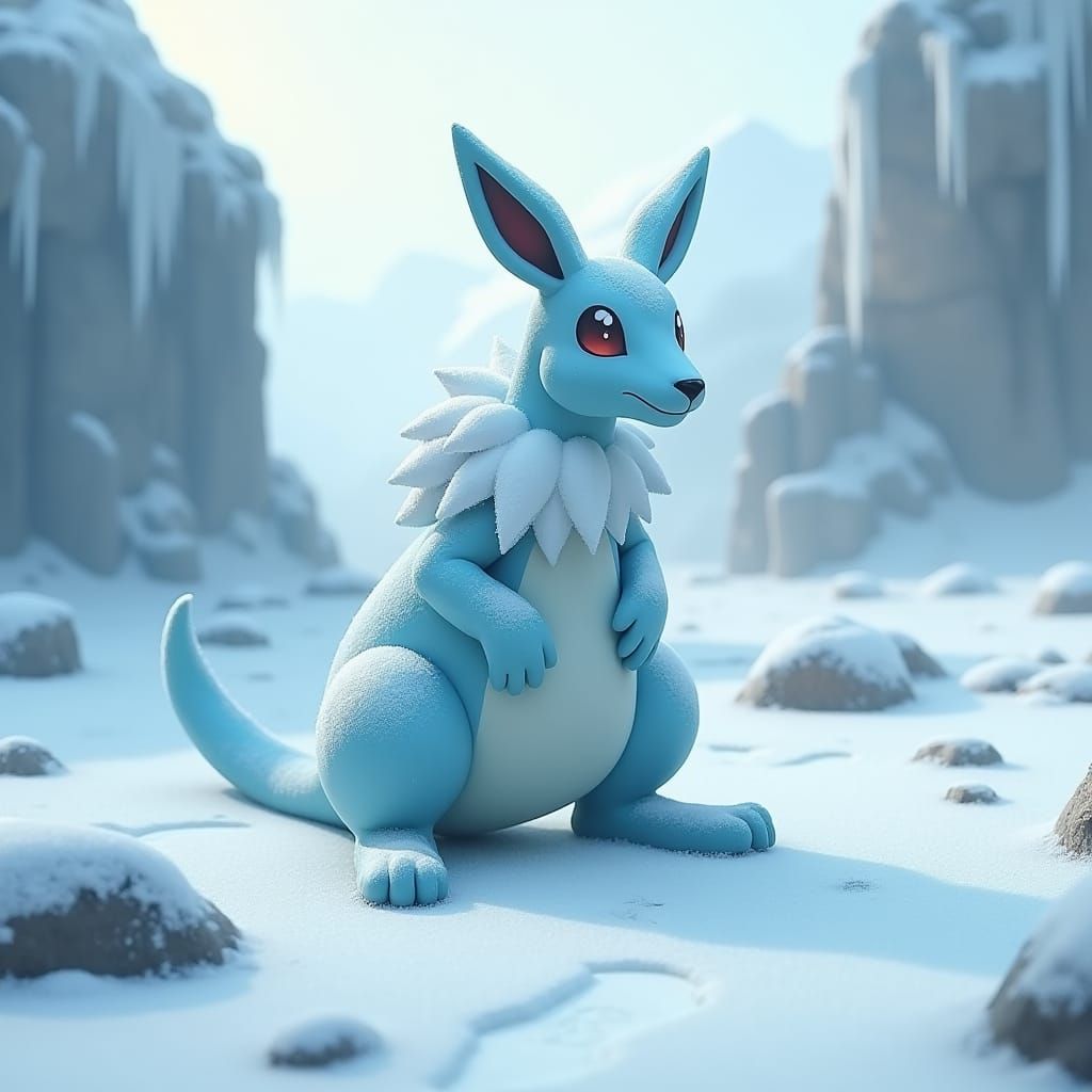Photorealistic Ice/Water Pokémon Inspired by Kangaroo