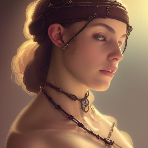 Beautiful Medieval Woman Portrait in Hyperdetailed Style