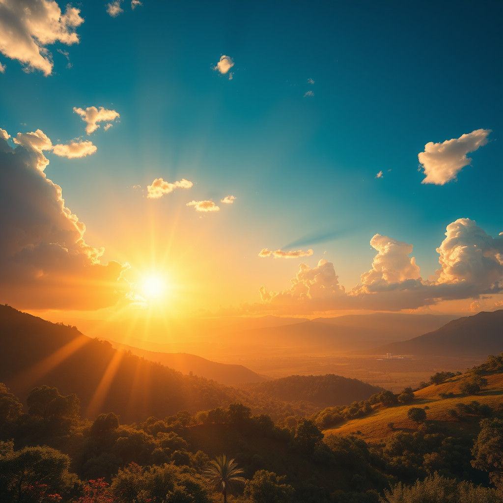 Heaven's Paradise: Golden Light and Gentle Rain