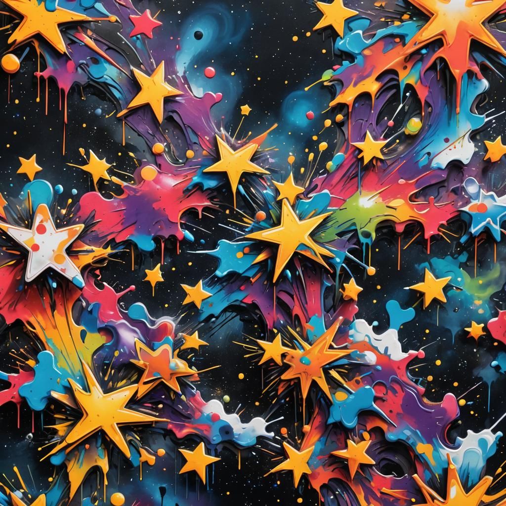 Graffiti Starry Night in Splash Art Style