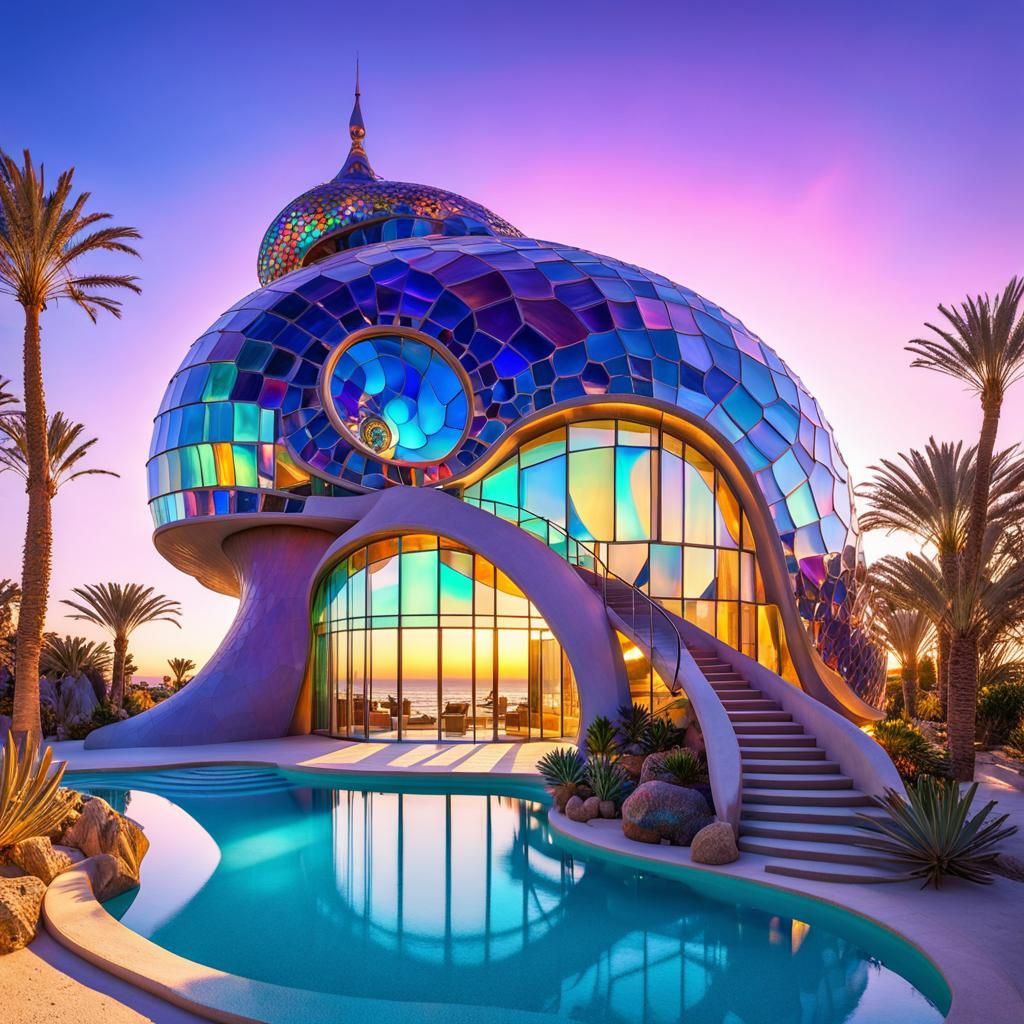 Futuristic Gaudi-Style House on Distant Planet