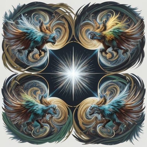 Mystical Beast in Whirlwind Motion, Blending Baroque and Bio...