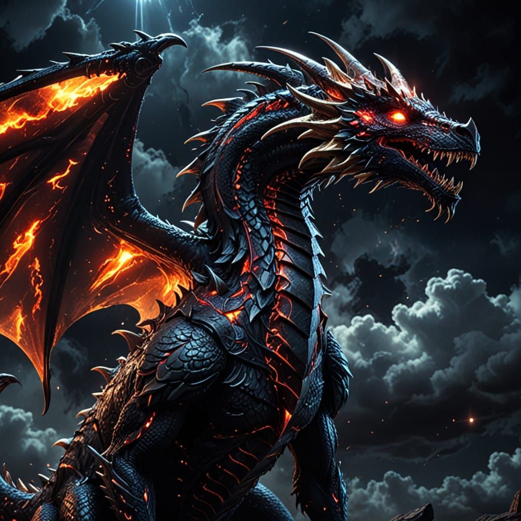 Cyberpunk Wyvern in Majestic, High-Contrast Digital Painting...