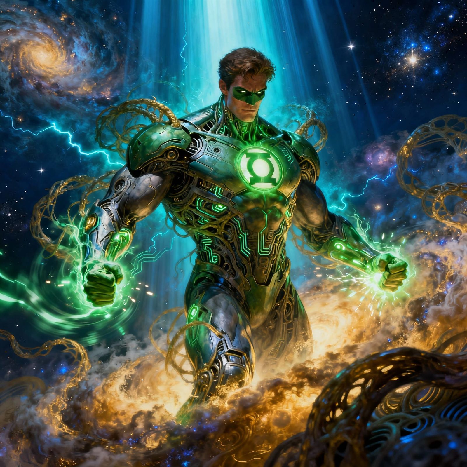Epic Fantasy Green Lantern Forms From Cosmic Light