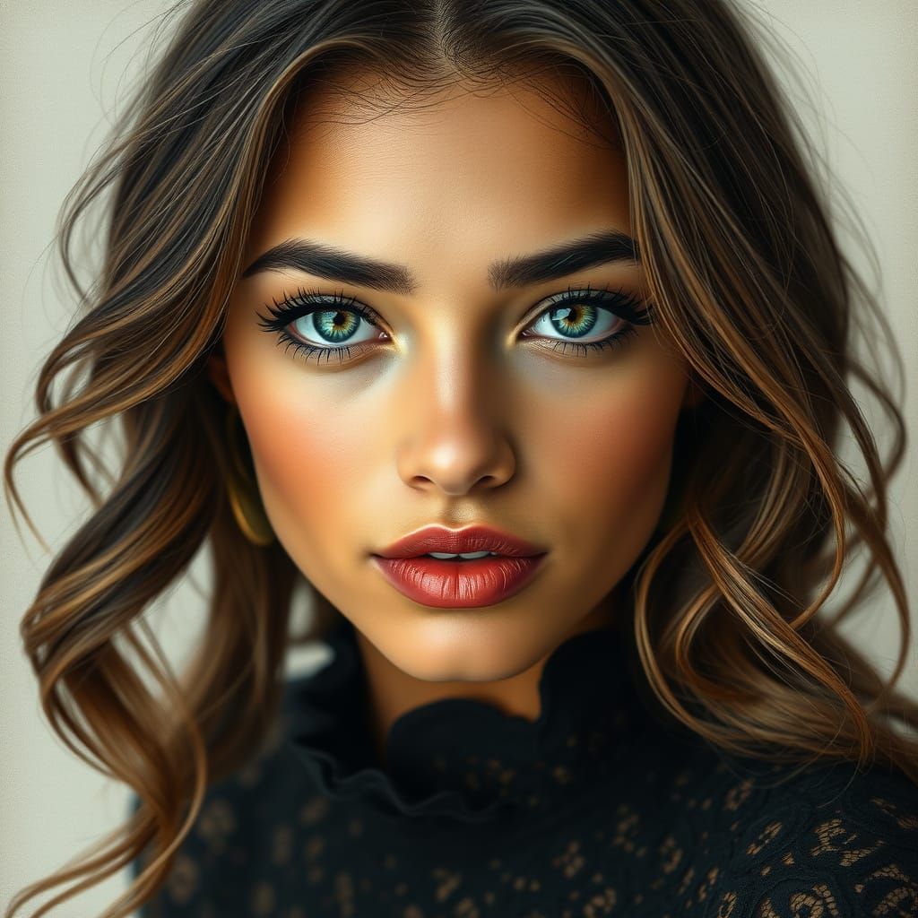 Beautiful Libyan Woman with Luscious Lips, Photorealistic
