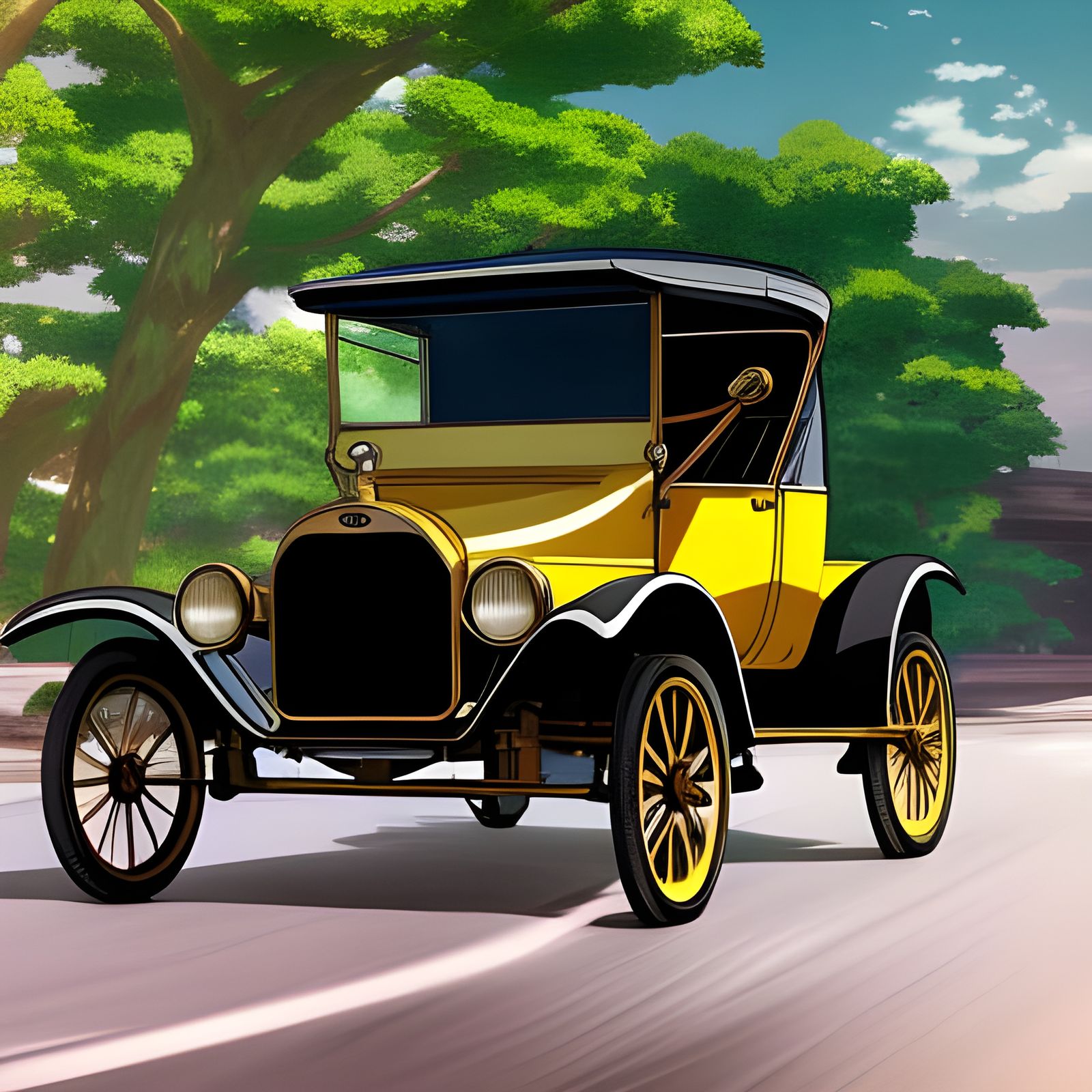 Ford Model T: Automotive Photography in Anime Style