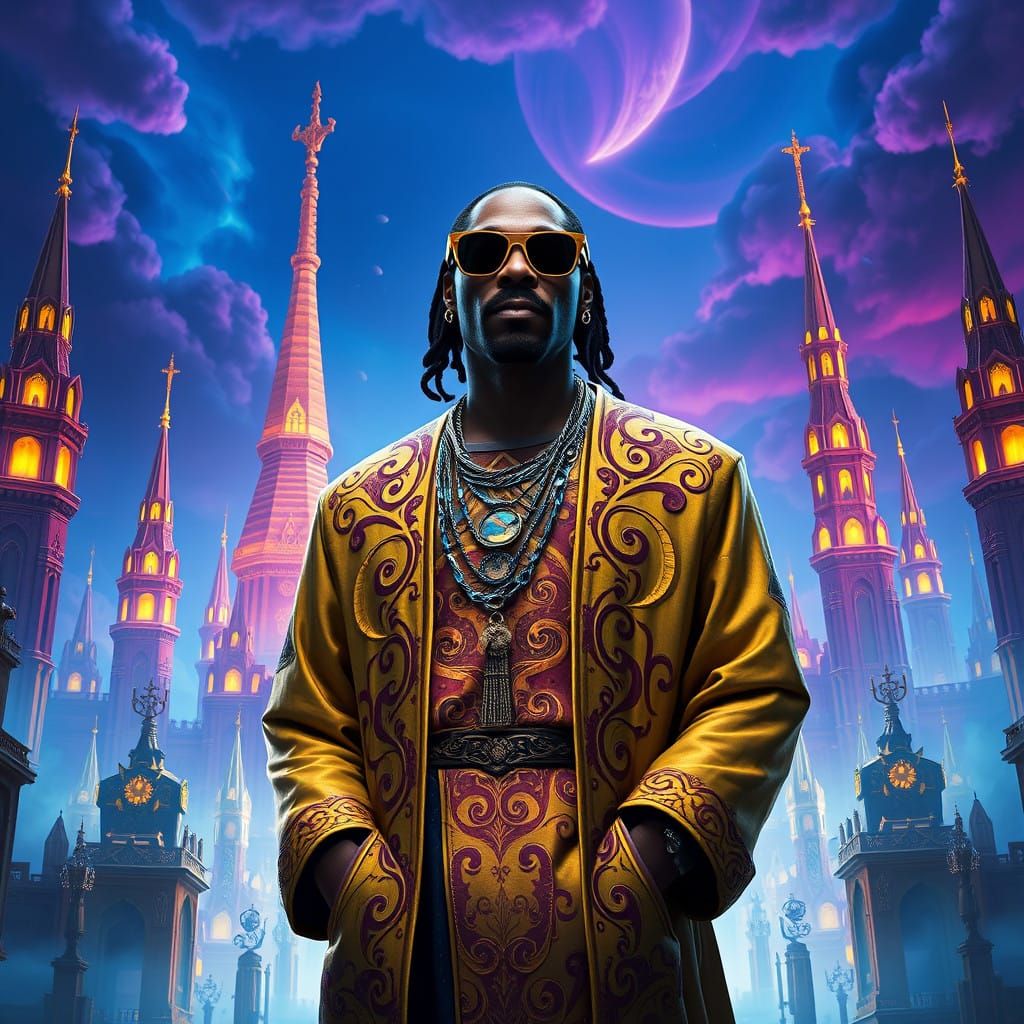 Snoop Dogg Amidst Ancient Mysticism
