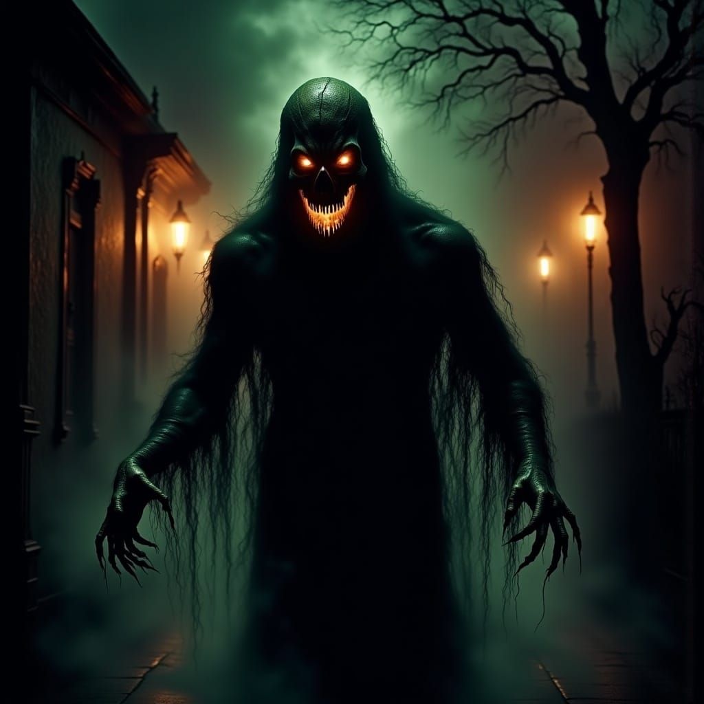 Ominous Vampire Portrait in Dark Expressionist Style