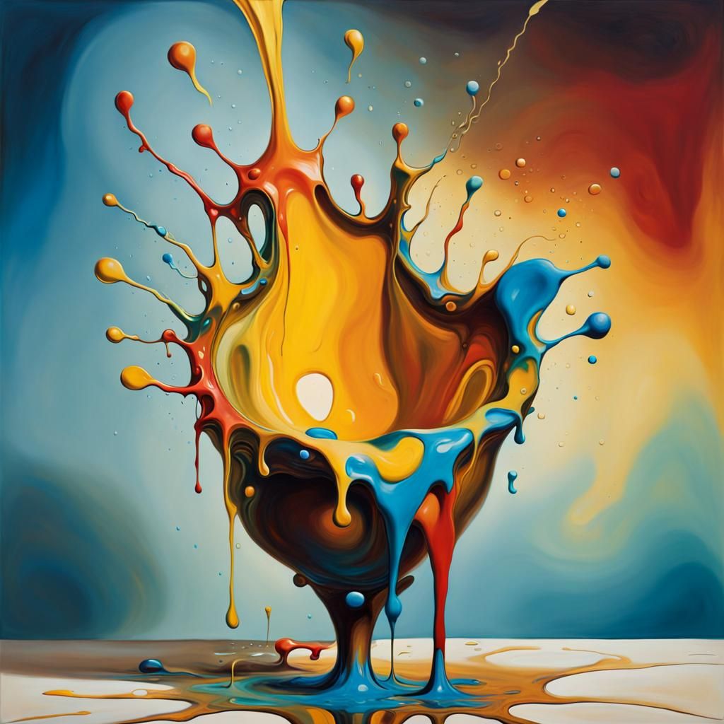 Surreal Melting Forms in Warm Light: A Dali-esque Oil Painti...