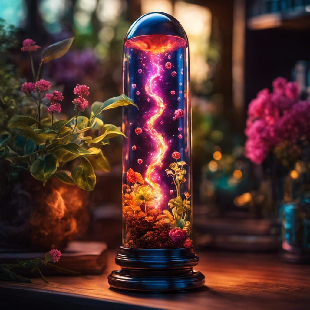 Steampunk Lava Lamp with Space Flowers