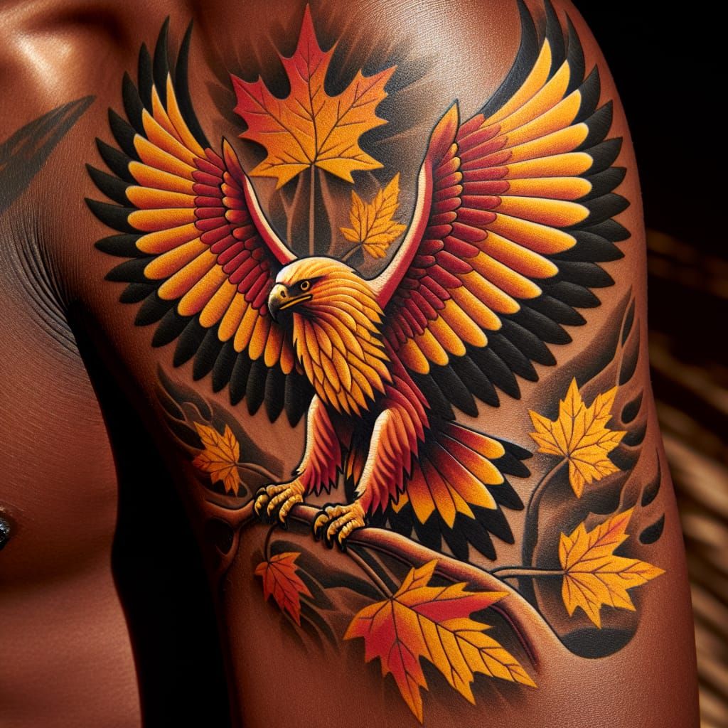 Vibrant Zambian Eagle Tattoo on Tan African Skin