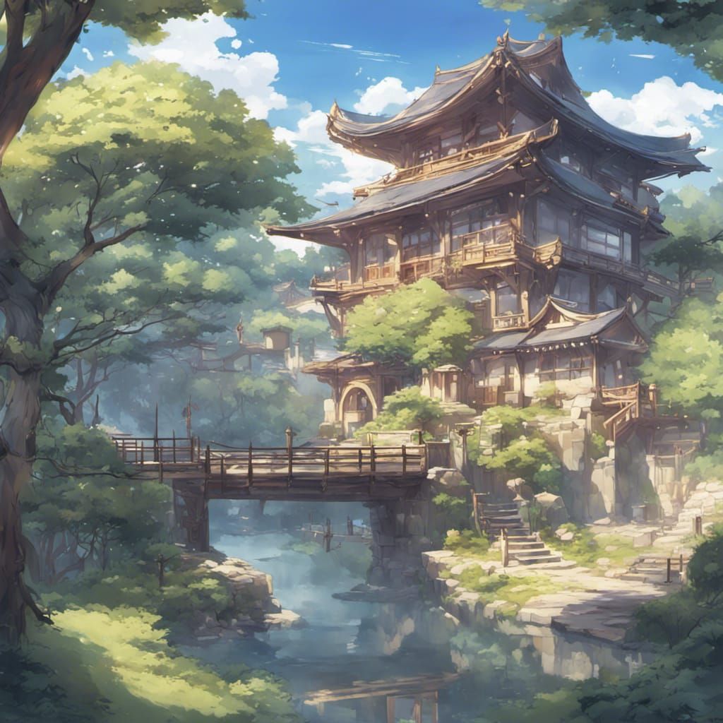 Anime Landscape Inspired by Genshin Impact