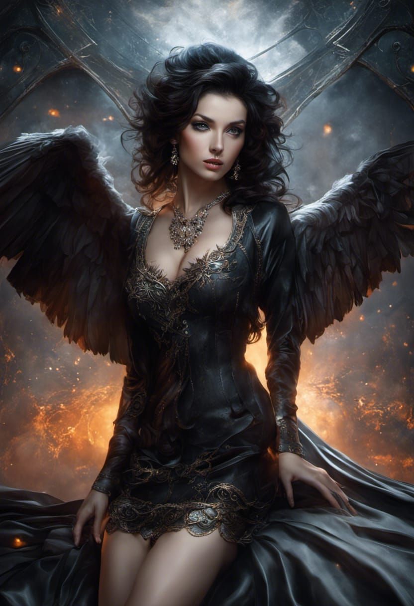 Attractive Woman in Bed, Fantasy Art Style