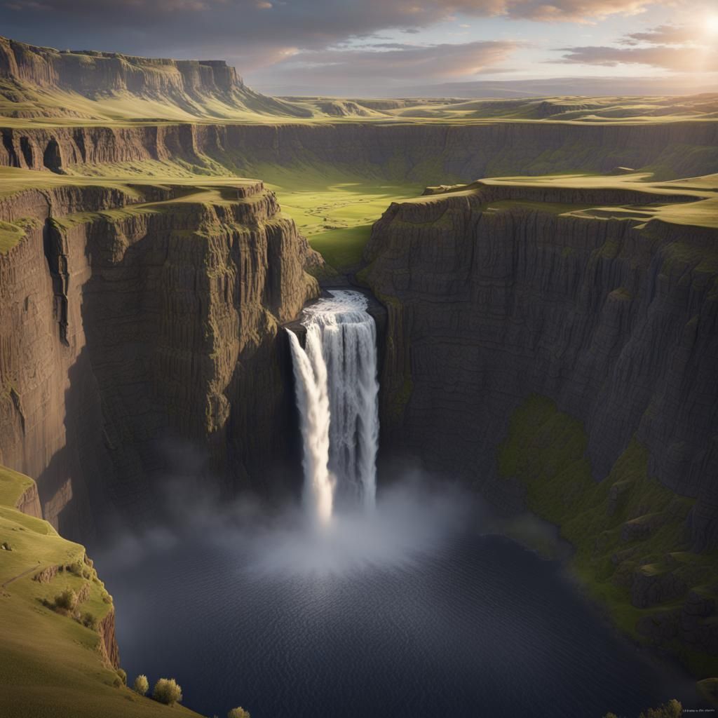 Dramatic Palouse Falls Fantasy Concept Art