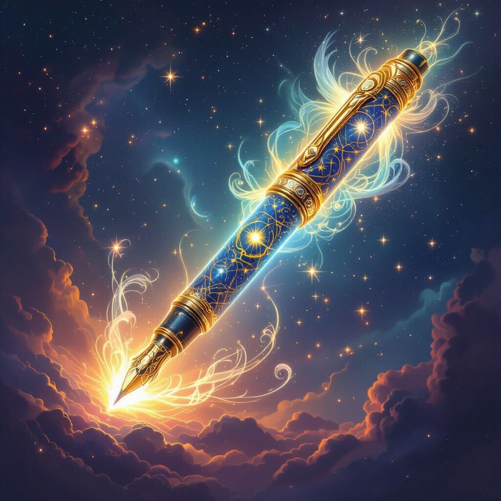 Magical Glowing Pen Creates Celestial Beings in Nebula