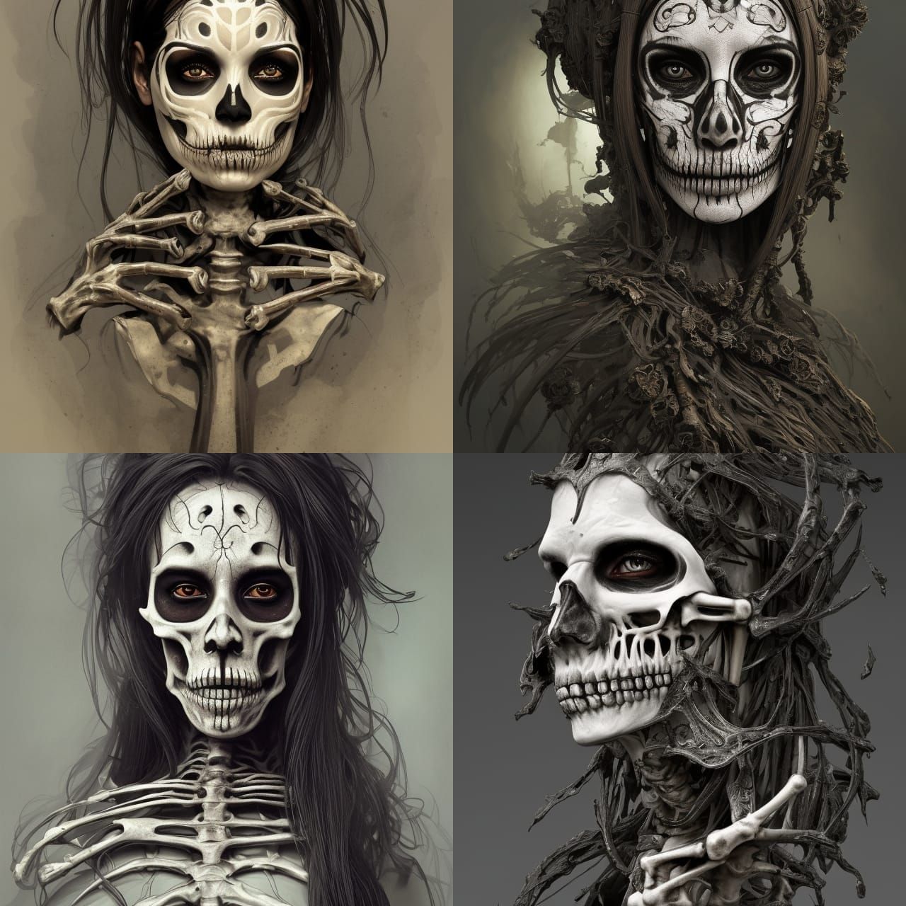 Santa Muerte Portrait in Hyperdetailed Concept Art