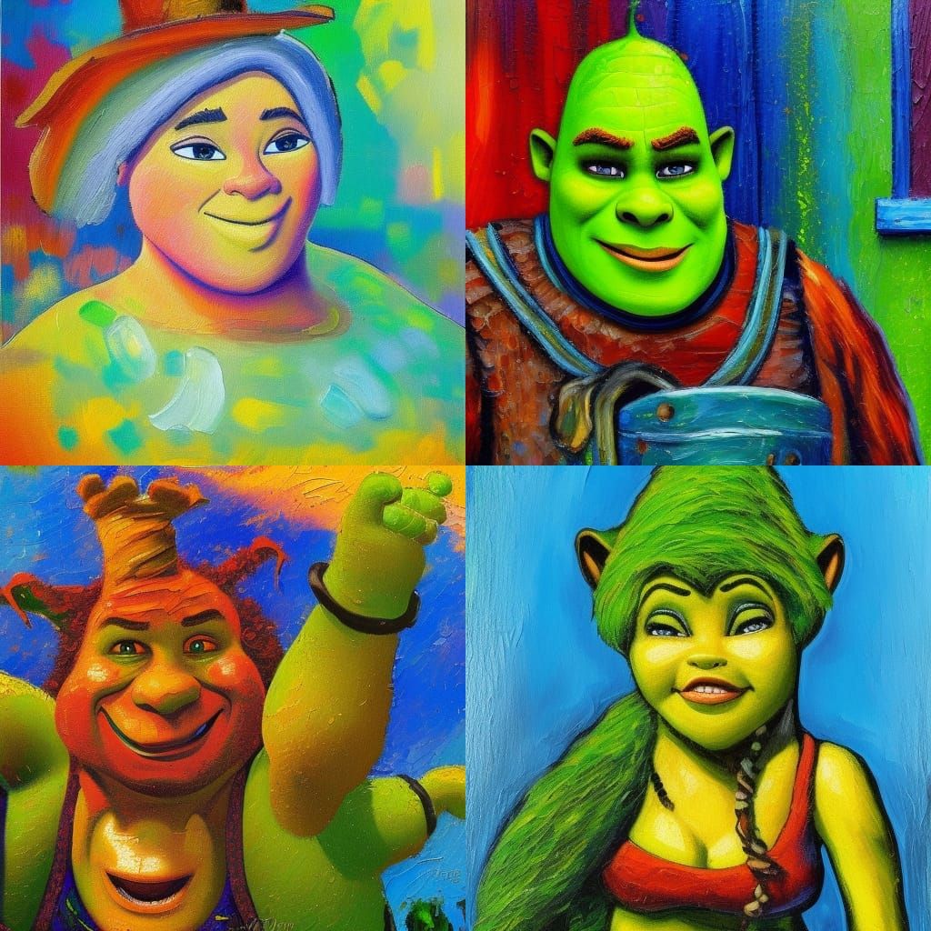 Shrek as Expressionist Neo-Impressionist Oil Painting