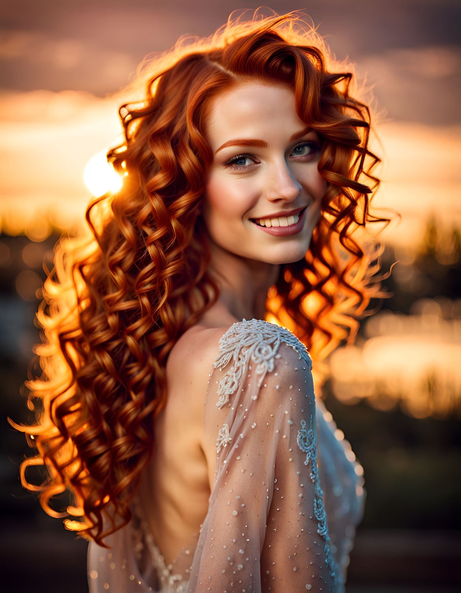 Detailed Portrait of a Redhead Girl with Freckles