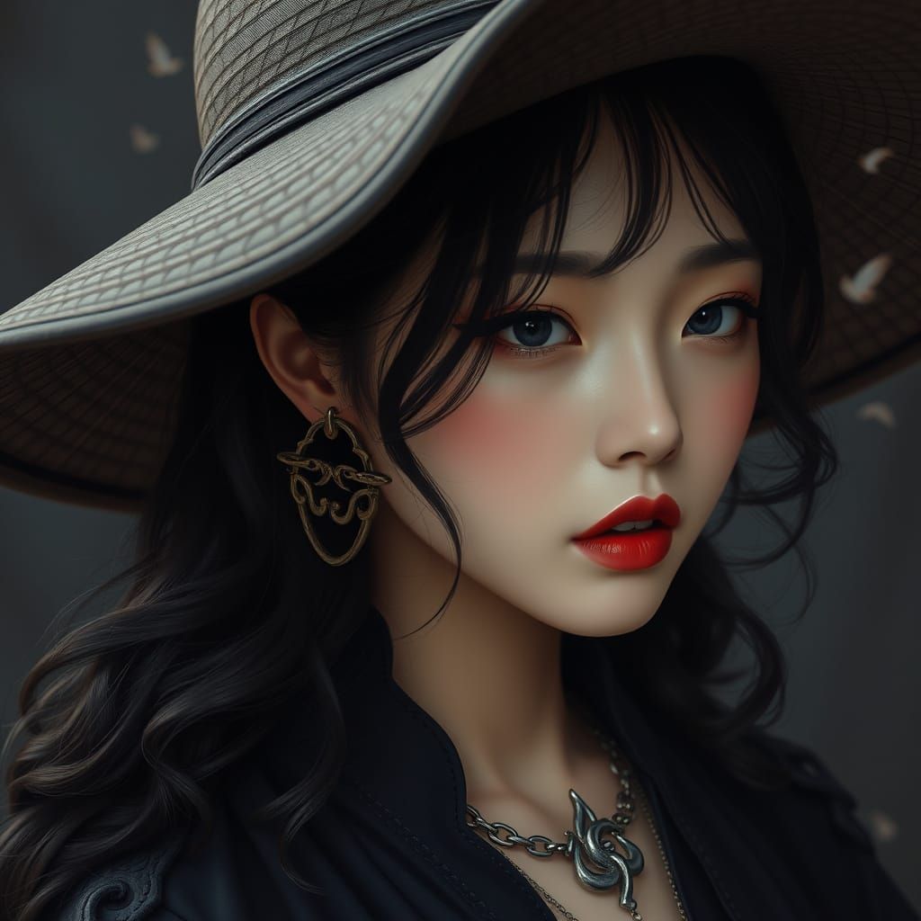 An exquisite pencil and charcoal portrait of a young Korean ...