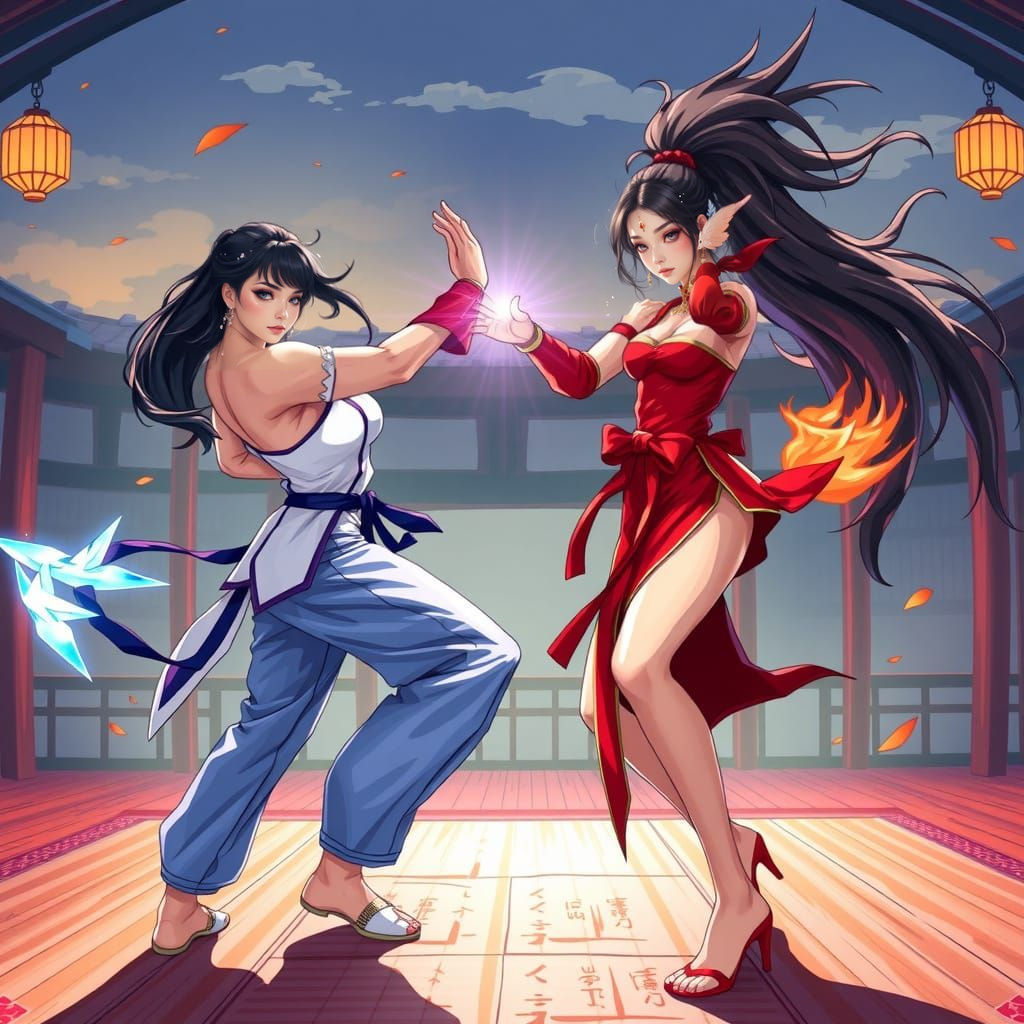 Epic Anime-Style Battle Between Chun-Li and Mai Shiranui