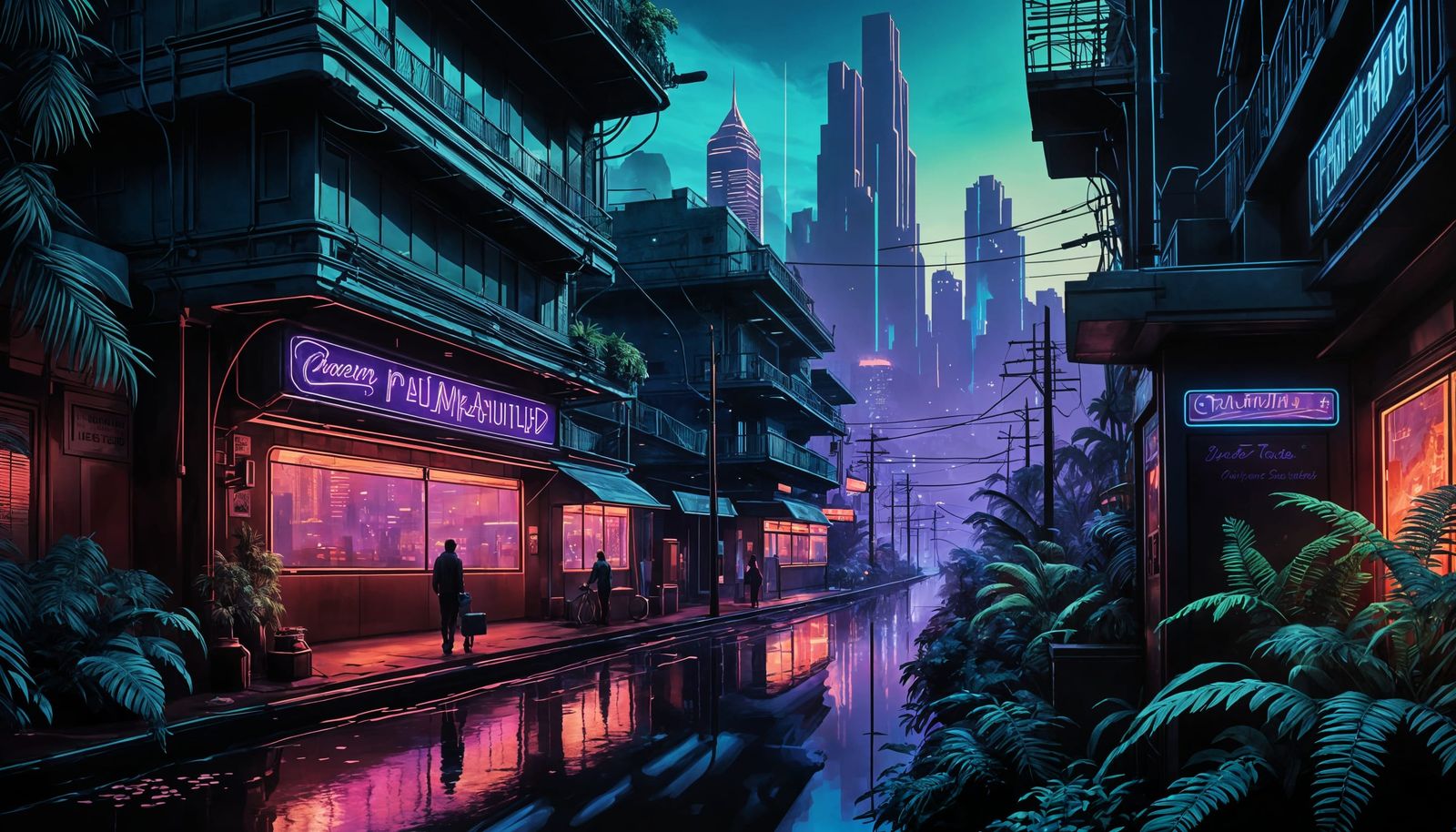 Hyper-real Futuristic Landscape under Electric Storm