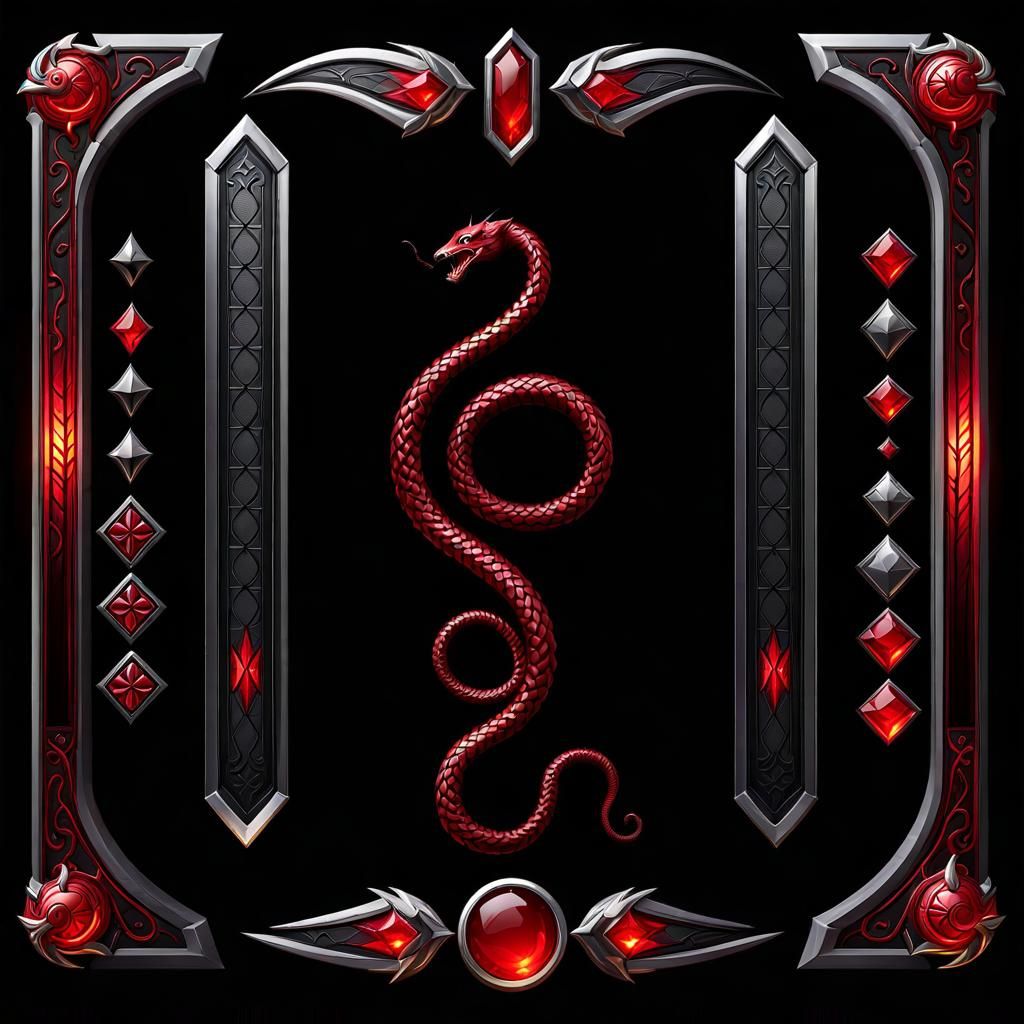Red Serpent Medieval Game UI Border Graphic