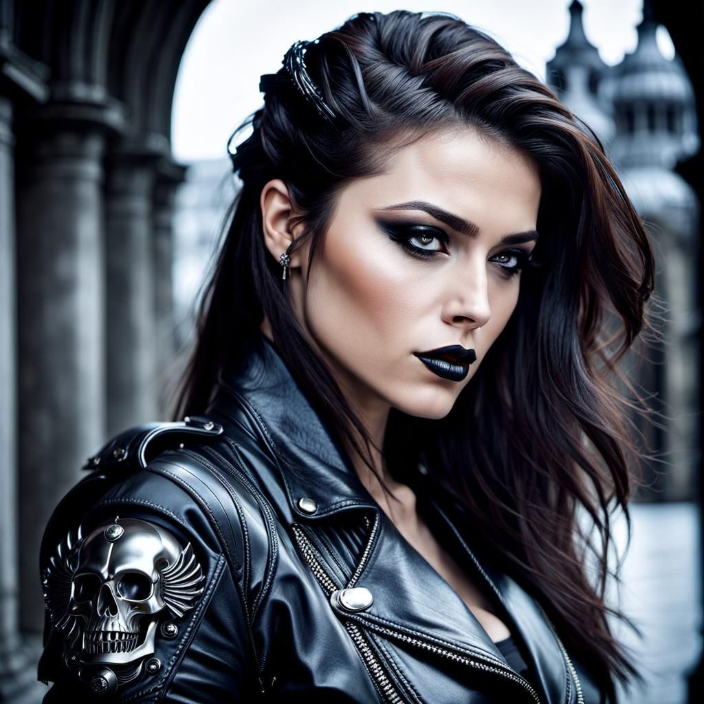 Elegant Gothic Brunette in Royo Giger Style