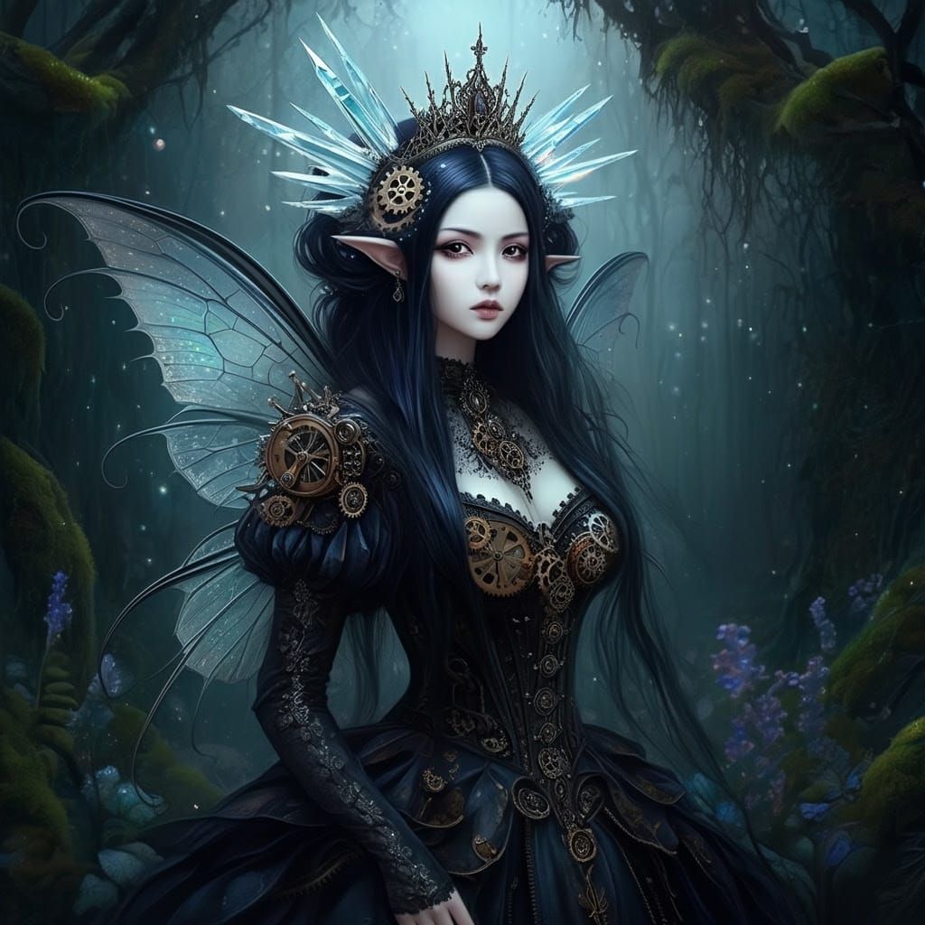 Magnificent Gothic Princess Fairy in a Dark, Mystical Wonder...
