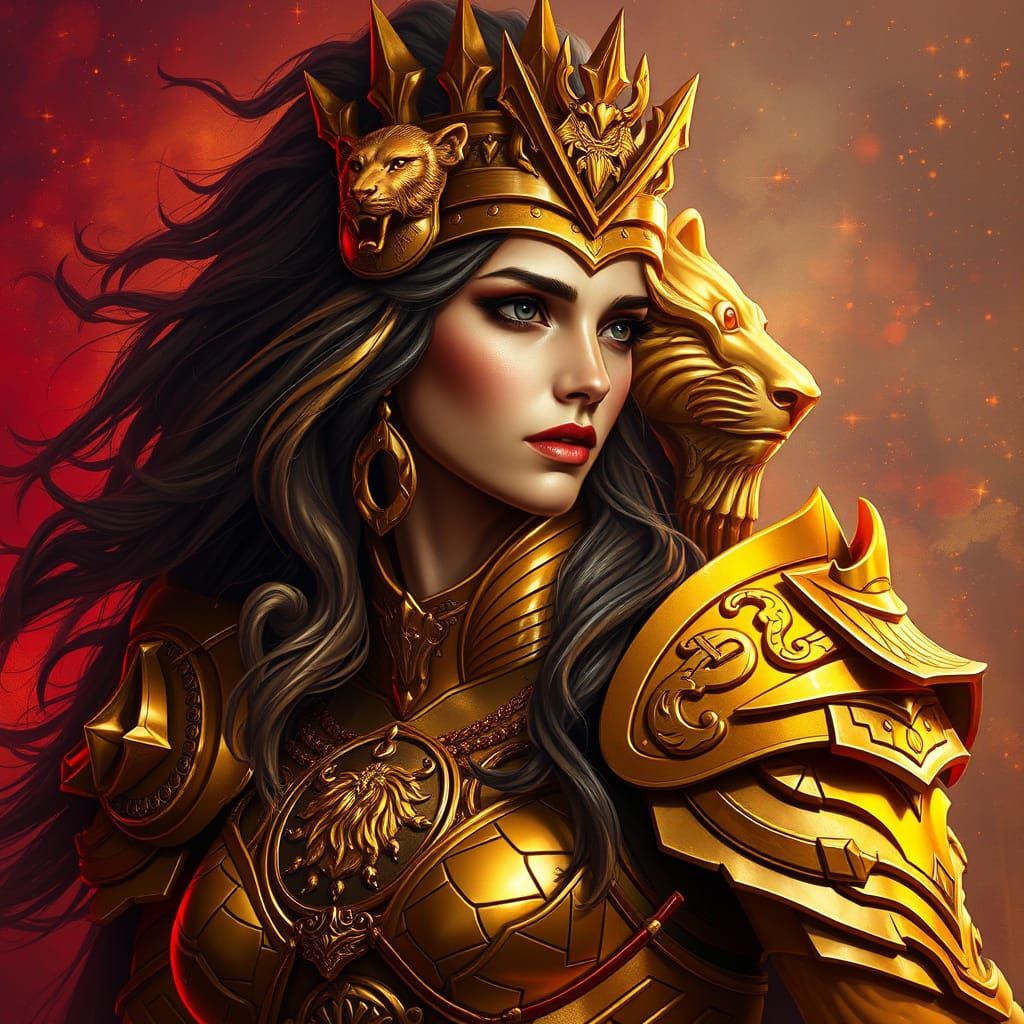 Golden Goddess of Leo, Radiant with Power and Confidence