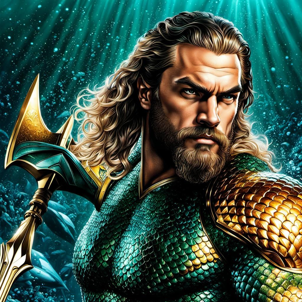 Aquaman Fighting: Conceptual Splash Art in 8K