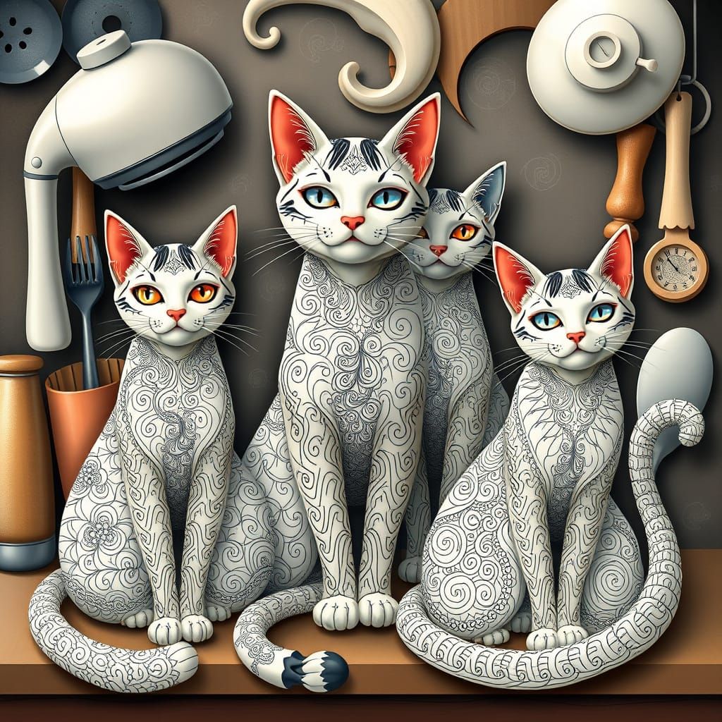 Whimsical Felines in Fractal Harmony