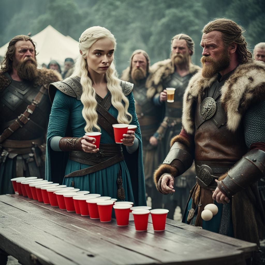 Daenerys Targaryen Plays Beer Pong with Vikings