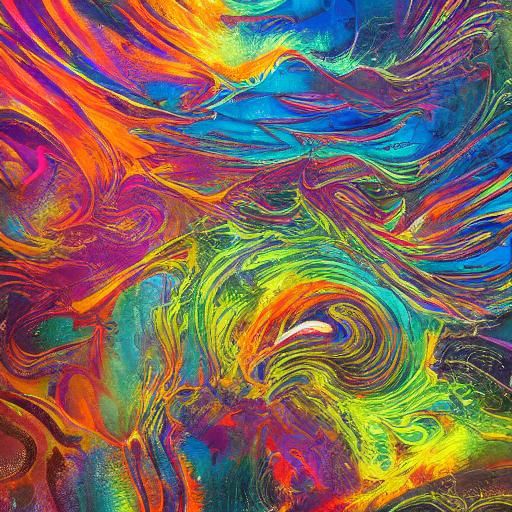 Abstract Ruby Fractal in Expressionist Oil Painting Style