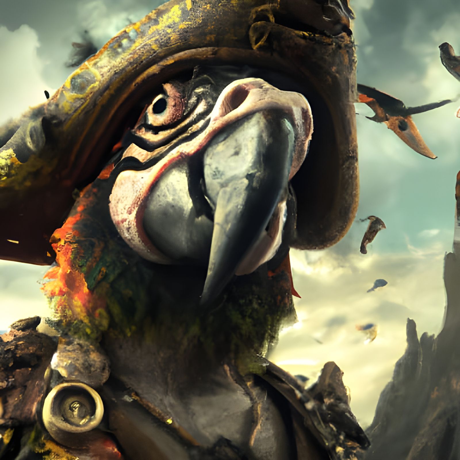 Cinematic Pirate Parrot Close-Up