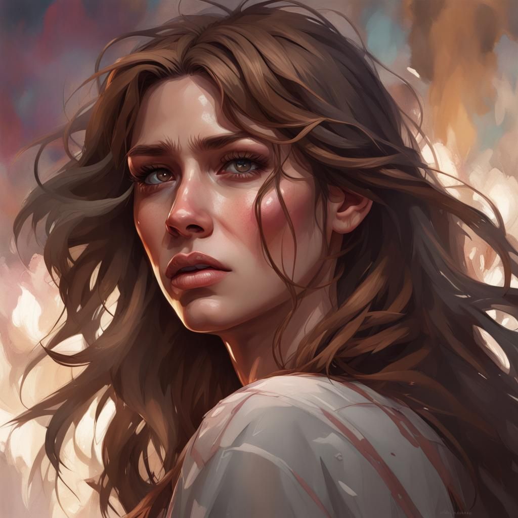 Detailed Portrait of a Crying Woman