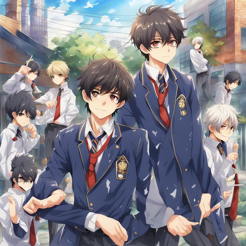 Anime Style Portrait of a High School Boy