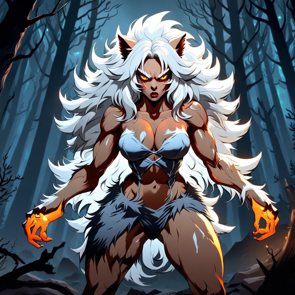 Muscular Werewolf Woman in Detailed Digital Art