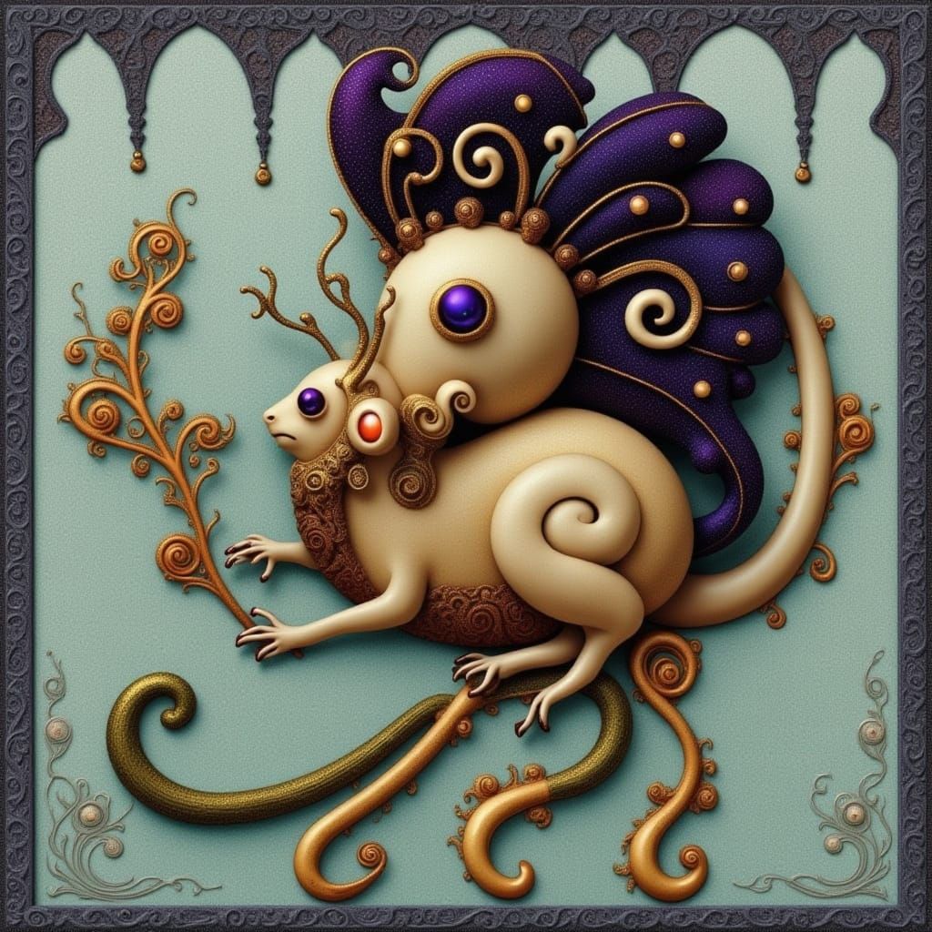 Ethereal Gargoyle Illuminated by Cicada Melody