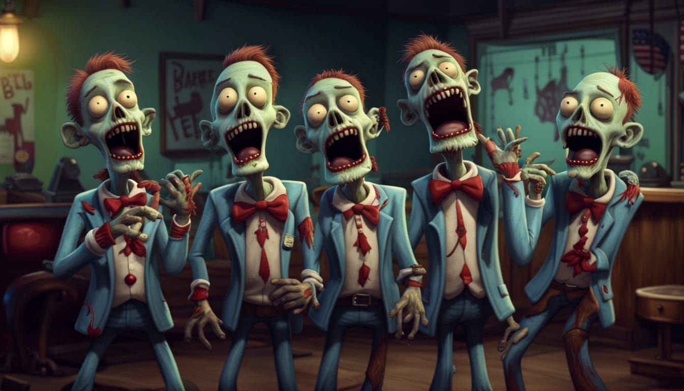 Cartoon Zombies Sing in Barbershop Quartet