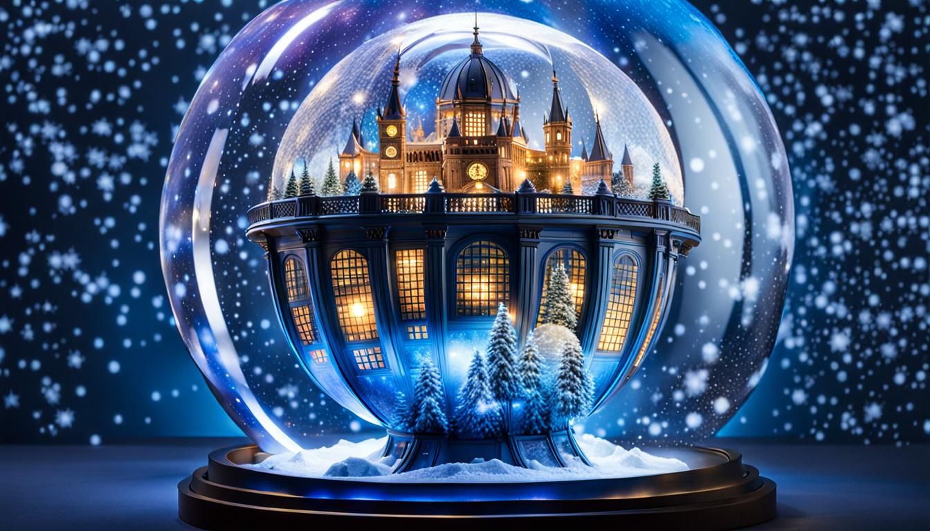 Nested Globes: A Disco Ball Lit Arcology Snowglobe