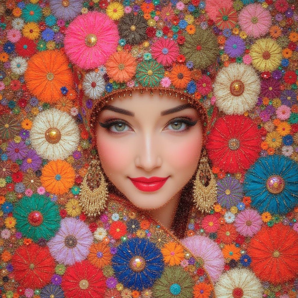 Intricate Embroidered Brocade Needlecraft Texture