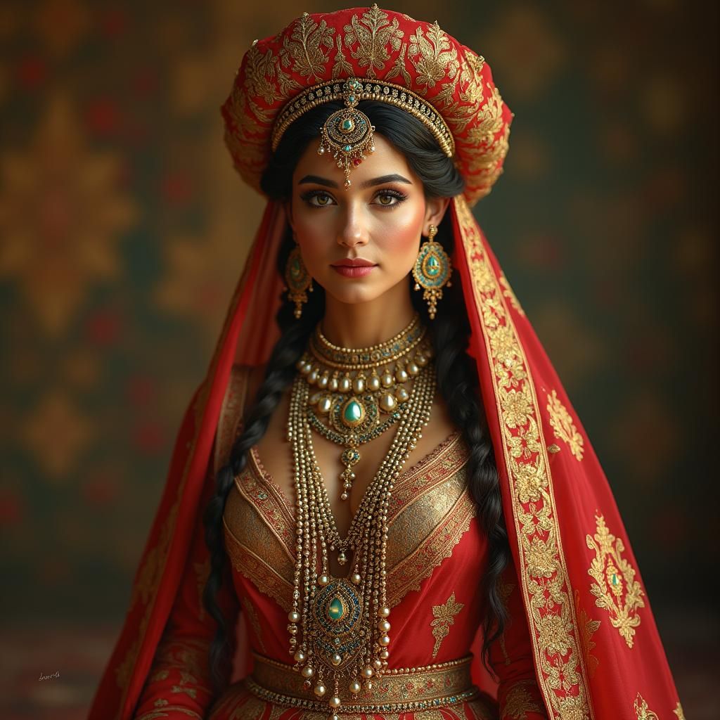 Arabic Princess and Sultan Portrait in Opulent Style